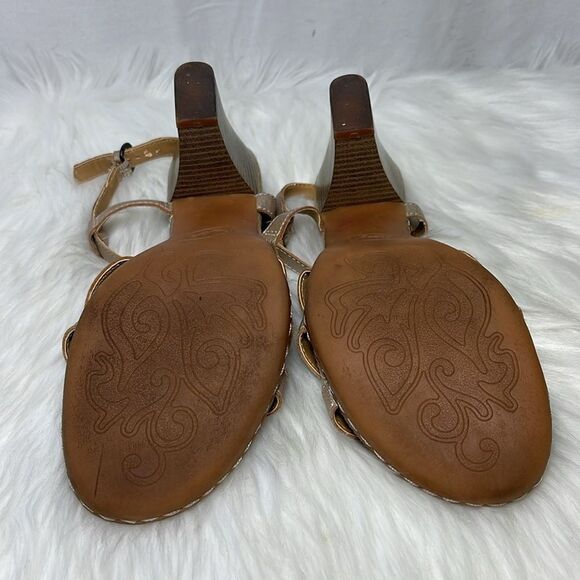 Born BOC Metallic Rose Gold Leather Floral Stack Heel Slingback Sandals … - Picture 6 of 6